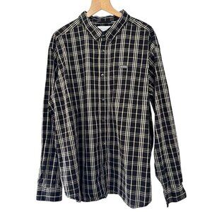 Columbia Men's Sz XXL Black White Yellow Plaid Long Slv Casual Button Down Shirt